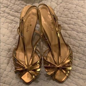 Gold Kate Spade kitten heels